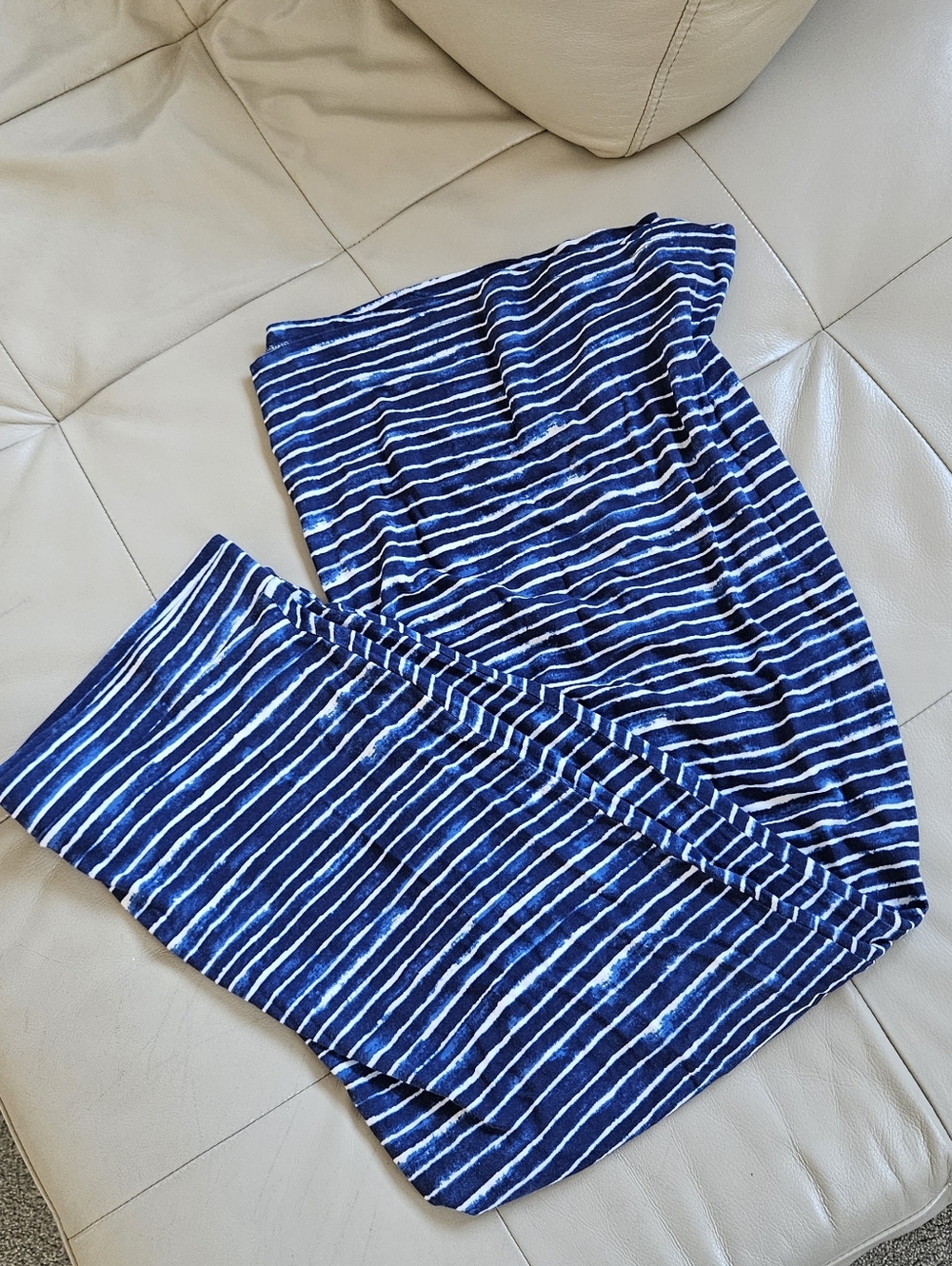 Dalia Navy and White Striped Knit Maxi Skirt
